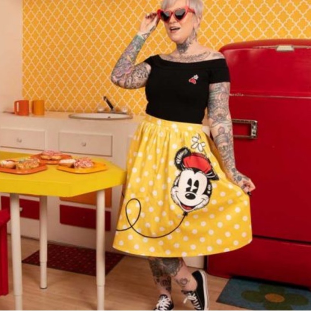 Stitch Shoppe Loungefly Disney Minnie Mouse Retro Yellow Polka-Dot Skirt